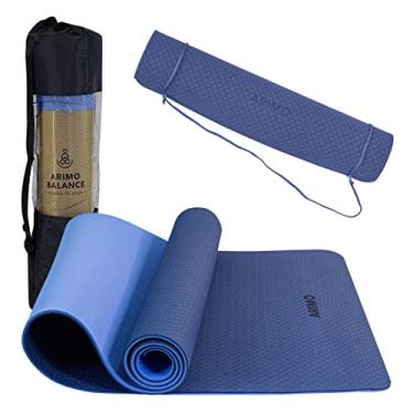 Imagem de ARIMO Tapete Yoga Mat Antiderrapante TPE Ecológico Biodegradável Todos Os Tipos de Yoga/Pilates 181 x 61 cm x 6 mm (Azul)