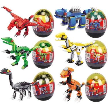 Imagem de 6pcs ovos de páscoa cheios de brinquedos dinossauro blocos de construção