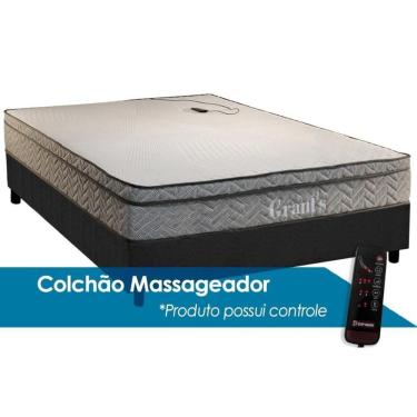 Imagem de Cama Box Casal: Colchão Molas Paropas D45 Grants c/ Vibro Massagem + Base CRC Suede Gray(138x188)