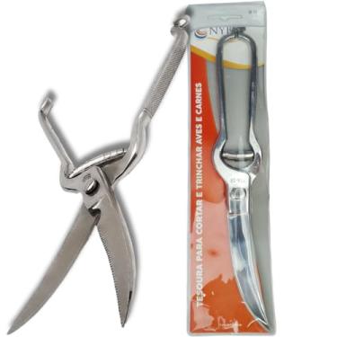 Imagem de Tesoura para Trinchar em Aço Inox com Mola - NYBC Beauty - Tesoura de Cozinha Profissional para Cortar Frango, Peixe, Carne e Ervas