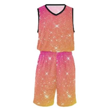 Imagem de Apricot Girl basquete, ajuste confortável, camiseta de futebol 5 a 13 anos, Glitter laranja, X-Large