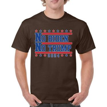 Imagem de Camiseta masculina No Biden No Trump 2024 Vote Eleição Presidencial Candidato Democrata Republicano Independente, Marrom, M