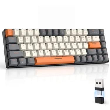 Imagem de Teclado mecânico sem fio modelo K68 Bluetooth e 2,4GHz,Bluetooth 1, Bluetooth 2 USB tipo C e tipo A conect seu PC ou seu celular