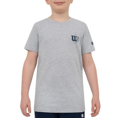 Imagem de WILSON Camisetas de manga curta para meninos - Camisetas juvenis elegantes para ocasiões diárias - Camisetas ideais para meninos, Oxford Heather Baseball, P