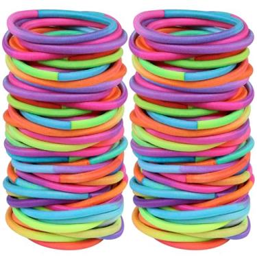 Imagem de 120 Pcs No Damage Elastics Hair Ties, Assorted Hair Bands Perfect for Medium to Thick Hair, Multicolor Pony tails Holders for Men, Women, Girls and Boys (4mm)