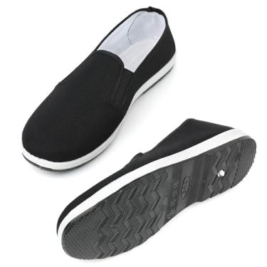 Imagem de Sapatos de Tai Chi Chinês, Sapatos de Kung Fu de Pequim Antigo para Homens/Mulheres, Sapatos Tradicionais de Lona para Artes Marciais, Sola de Borracha Preta, Preto e branco, 6 Women/4.5 Men