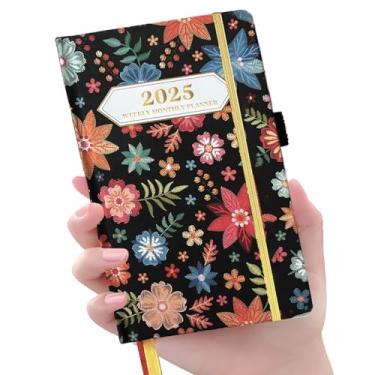 Imagem de Ymumuda Agenda de bolso 2025, agenda mensal semanal 2025, janeiro de 2025 a dezembro de 2025, 16 x 10 cm, tamanho mini para bolsa, fácil de transportar, encadernação apertada profissional, agenda