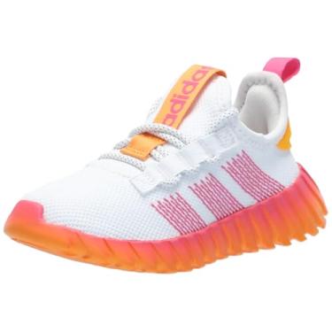 Imagem de adidas Tênis infantil unissex Kaptir Flow, Branco/Pulse Magenta/Crew Orange, 1 Little Kid