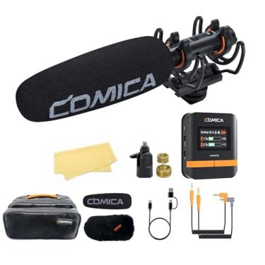 Imagem de Microfone Shotgun sem fio comica VM40 2.4G para câmera, smartphone e PC, suporte para microfone supercardióide, redução de ruído de uma tecla com controle de APP para gravação de vídeo, cineastas