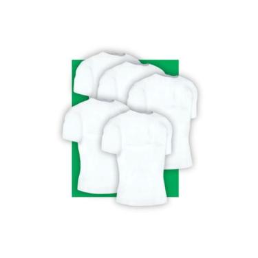 Imagem de Kit 5 Camisetas Lisa Manga Curta Adulto Poliéster Branca - Del France,