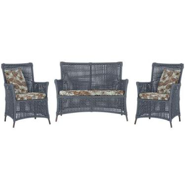 Imagem de Jogo Sofá e 2 Poltronas de Área Igapó Alumínio Pintura Marrom Corda Ná