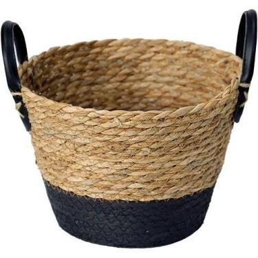 Imagem de Cesto Multiuso De Fibra Natural Com Alça 24x17cm Preto - Paramount Plá