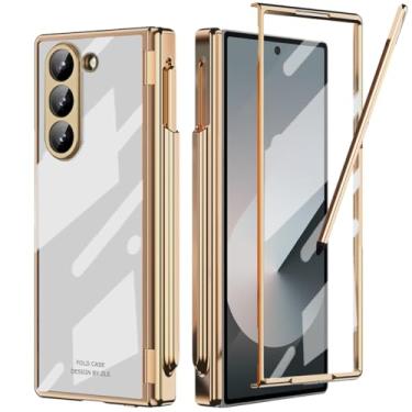 Imagem de YQODSZ Capa para Samsung Galaxy Z Fold 6 com caneta fina + suporte para caneta S, capa transparente Z Fold 6 com protetor de tela de proteção de dobradiça, suporte, tudo incluído, capa fina para Z