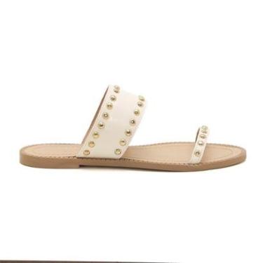 Imagem de Sandália Feminina Rasteira Tiras Com Tachas Verão Moderna-Feminino