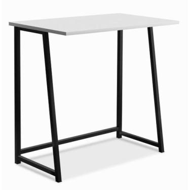 Imagem de mesinha home office dobravel para quarto estilo industrial branca com 