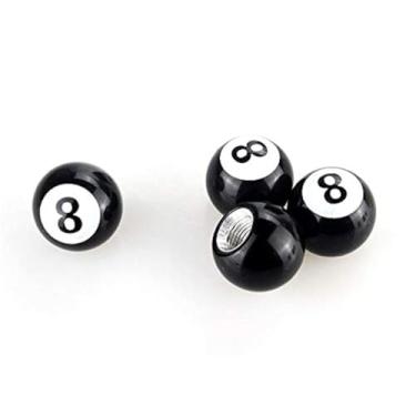 Imagem de Topxome 4 peças/conjunto de tampas de válvula de pneu de roda de carro, motocicleta, pneu de ar, preto, 8 bolas à prova de vazamento, tampas de haste de válvula de ar