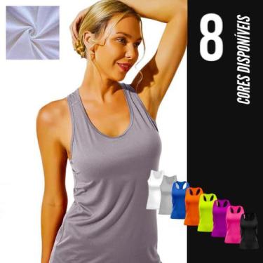 Imagem de Camiseta REGATA MALHA FRIA POLIAMIDA feminina Dry Fit tecido furadinho