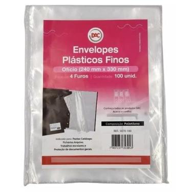 Imagem de Envelope Plástico Ofício 4 Furos Fino 0,06mm C/100un  Dac