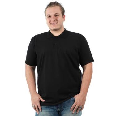 Imagem de Camisa Polo Plus Size Masculina Anistia Lisa Básica Preta, Preto, G4