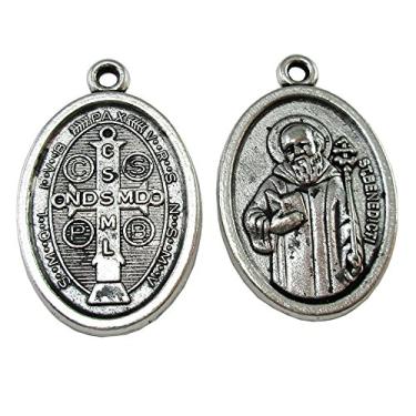 Imagem de Glary Pacote com 100 medalhas de São Bento San Benito Cruz Medalla Blessed Pingente, Zinco