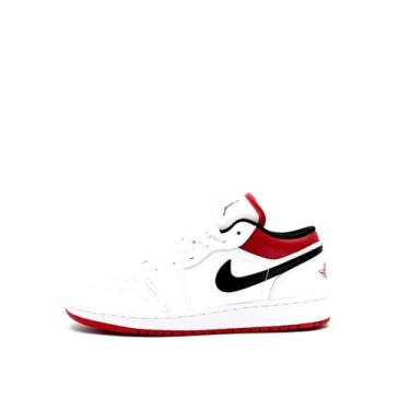 Imagem de Tênis masculino Jordan Air 1 Low (GS) 553560 118 - Tamanho, Branco/vermelho academia - preto, 6.5 Big Kid
