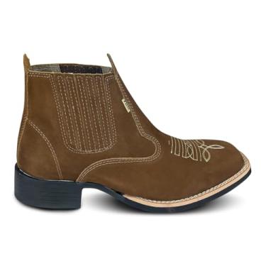 Imagem de Botina Masculina Para Trabalho De Couro Bico Quadrado F1000 Solado Borracha Resistente (Castor, BR, Adulto, Numérico, 45)