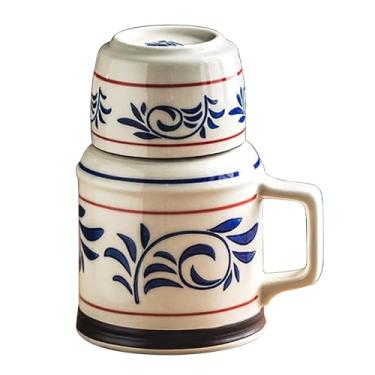 Imagem de Conjunto De Bule De Chá Grosso Versátil, Caneca De Escritório, Xícaras De Chá Com Tampa, Canecas De Café De Porcelana De Grande Capacidade(Style2)