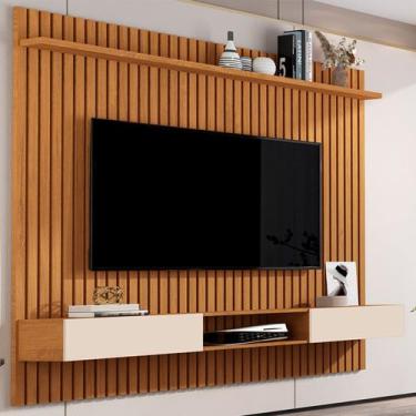 Imagem de Painel para TV Até 70 Polegadas Vênus Ripado 2 Portas 1 Prateleira Nat