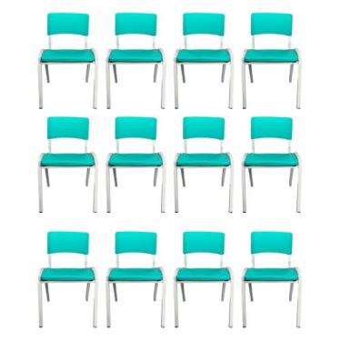 Imagem de Kit 12 cadeiras Iso Infantil Azul Celeste Escola e Creche  - ECOMHOME