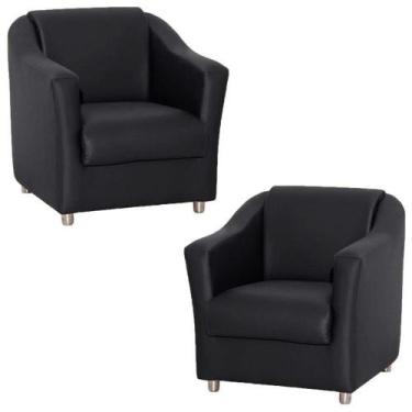 Imagem de Kit 2 Poltronas Decorativa Bia C.V Sintetico Preto TWdecora - Matrix