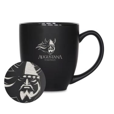 Imagem de Rico Industries NCAA Augustana (SD) Vikings 425 g Caneca de cerâmica preta fosca gravada a laser - para bebidas quentes ou frias
