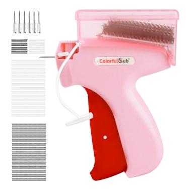 Imagem de ColorfulSub Pistola costurada para roupas, fixador de roupas rápido de pistola de costura portátil, pistola de etiquetagem com caixa de armazenamento, inclui 6 agulhas, 1500 fixadores brancos e 1500