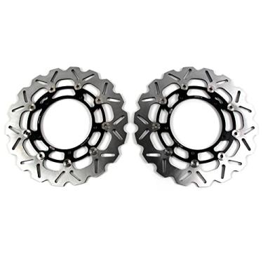 Imagem de 1 par de discos de freio dianteiros flutuantes de rotores compatíveis com Yamaha YZF R1 2007-2014, R6 2005-2016, FZ8 2010-2015, Fazer 8 2010-2015, peças pretas de acessórios de motocicleta