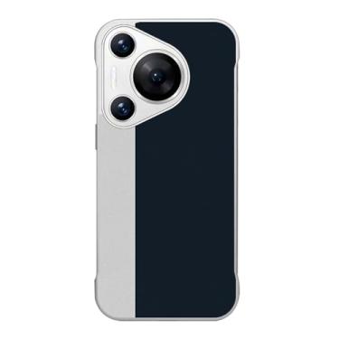 Imagem de LTLMYDAM Capa para Huawei Pura 70 Ultra/70 Pro/70 Pro+/70, couro sem moldura, minimalista, bloqueio de cor, capa fina elegante para homens e mulheres, azul, 70