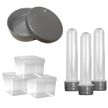 Imagem de Lembrancinha Kit Com 20 Tubetes 13cm, 20 Latinhas e 20 Caixinhas 5x5. Festa Kit Aniversario (Prateado)