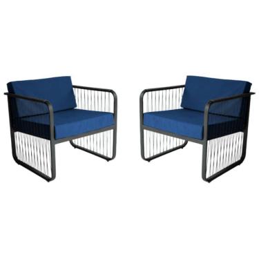 Imagem de Conjunto 2 Poltronas área Externa Fibra Sintética Santiago Preto-azul