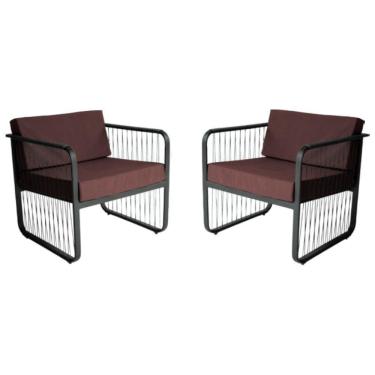 Imagem de Conjunto 2 Poltronas área Externa Fibra Sintética Santiago Preto-marrom
