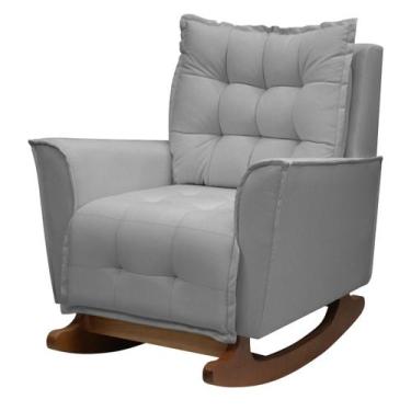 Imagem de Poltrona Amamentação De Balanço Helena Linho Quarto Bebê - Kasa Sofá, 