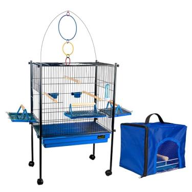 Imagem de Gaiola Viveiro Pássaro Calopsita Triplex com Bolsa Transporte Jelplast (Preto/Azul)