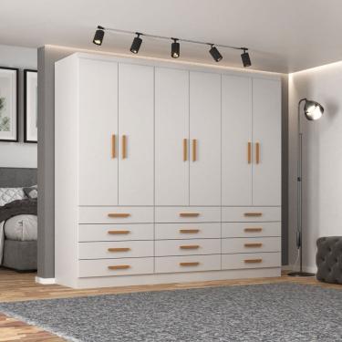 Imagem de Guarda-Roupa Casal Arkansas 6 Portas 12 Gavetas Branco - Pnr Móveis