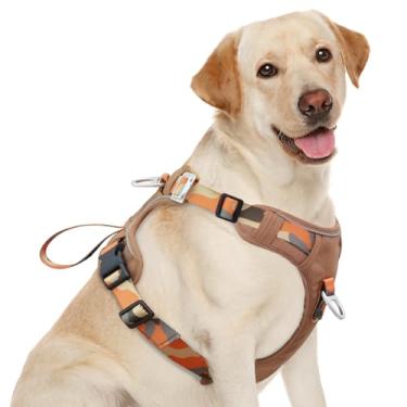 Imagem de Peitoral para cães com anéis frontais e traseiros, Oxford 600D repelente à água para caminhadas/treinamento/caminhadas, colete refletivo ajustável, ferragens de alumínio leve para cães de tamanho