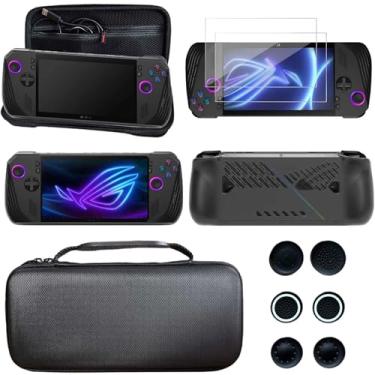 Imagem de YOOWA Kit De Acessórios Para Rog Ally X 2024 - Pacote De Acessórios Preto Para Rog Alloy X Com Estojo De Transporte, Capa Protetora E Protetor De Tela De Vidro Temperado, 6 Alças Para Polegar