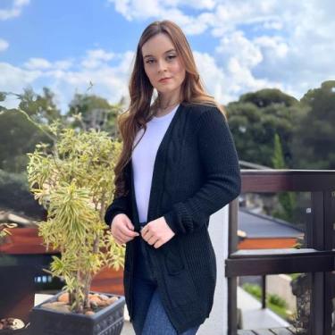 Imagem de Casaco cardigan Aberto Manga Longa tranças Tricô Inverno - Modella, Pr