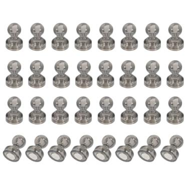 Imagem de PATIKIL 32 peças de pinos de ímãs, 0,7 x 0,5 ímãs fortes de geladeira quadro branco magnético tachinhas decorativas para geladeira Locker calendário escritório, cinza