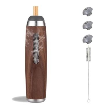 Imagem de Cinzeiro de madeira de nogueira, cinzeiro portátil portátil para carro, suporte para fumar, mini suporte de cigarro reutilizável à prova de vento, capa de cigarro voador antifuligem, presente de dia