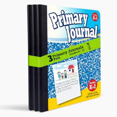 Imagem de Better Office Products Diário primário, capa dura, caderno de livro de composição primária - Grau K-2, 100 folhas, um assunto, 25 x 19 cm, capa azul - pacote com 3