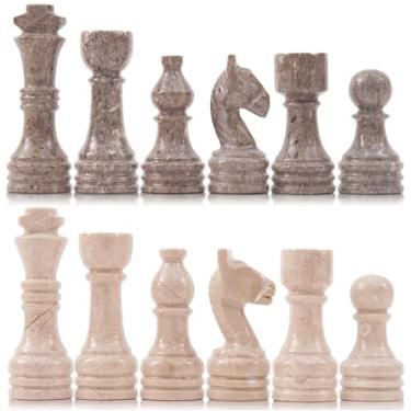 Imagem de Marble Chess Pieces Oceanic and Verona 3.5" Inch King Figures Handmade 32 Chess Figures - Suitable for 15-20 Inch Chess Game - Board Games