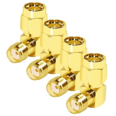 Imagem de CNARIO Conector Coaxial De 90 Graus Sma Coax Adaptador Macho Para Fêmea Ângulo Reto Cabo Banhado A Ouro Wi-Fi/Antena/Rádio Bidirecional/Drone Fpv 4 Peças