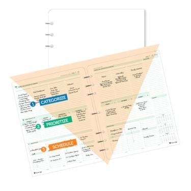 Imagem de Planner Pad Organizador de 12 meses de funil de 3 camadas de folhas soltas de 7 furos, julho de 2025 a junho de 2026 / ano acadêmico, tinta verde macia, 21 cm x 28 cm