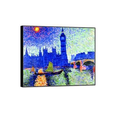 Imagem de MUHJDYC Imagem famosa em tela - Big Ben-Modern Painting Wall Art - Impressões de arte em moldura preta para sala de estar quarto decoração de casa 50 x 60 cm - 19 x 23 pol